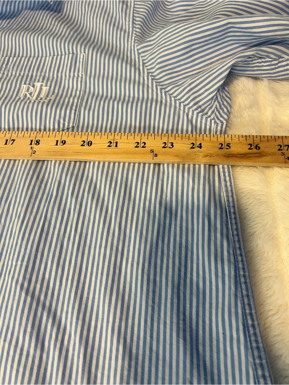 Lauren Ralph Lauren Button Up Sleep Shirt Blue White Striped Cotton Size XL - Picture 6 of 10